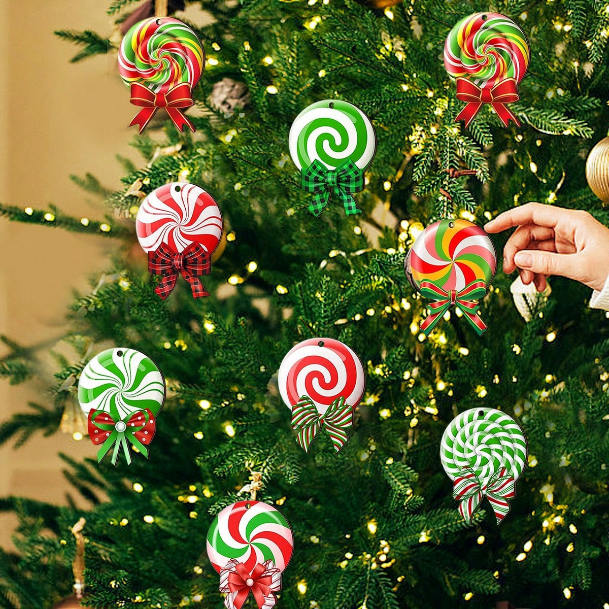 24 Pieces Peppermint Christmas Tree Ornaments