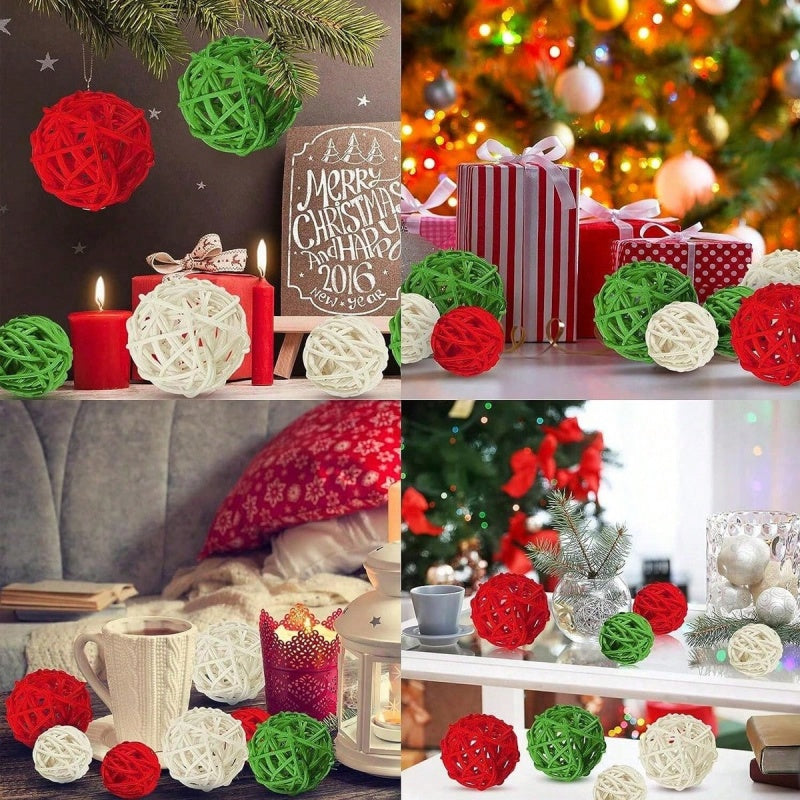 30 Pcs Christmas Rattan Wicker Balls Decorations