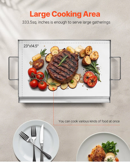 23x16 In Flat Top Griddle Stainless Steel