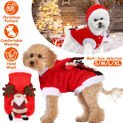 1Pc Pet Christmas Clothes Santa Claus Reindeer Antlers Costume