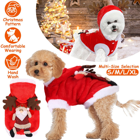 1Pc Pet Christmas Clothes Santa Claus Reindeer Antlers Costume