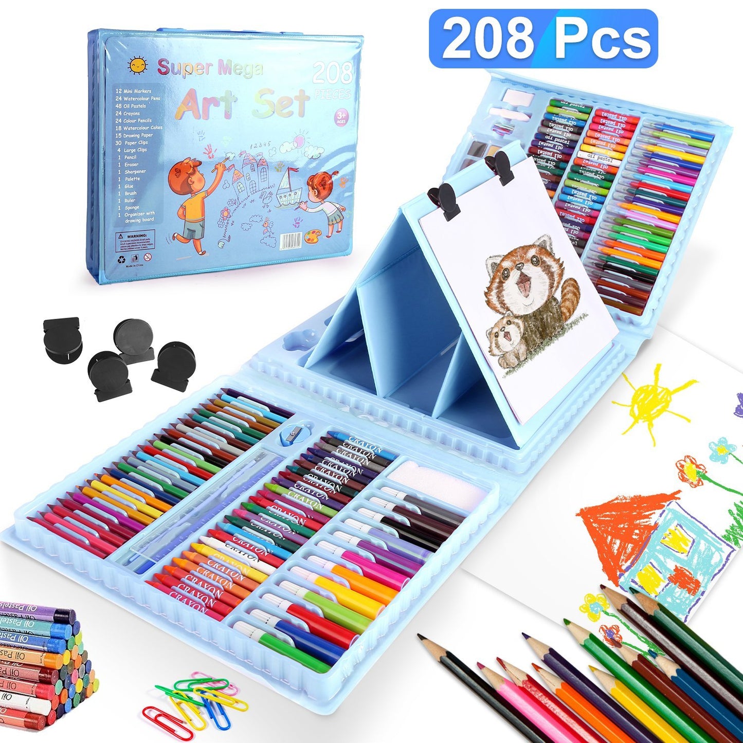 208Pcs Drawing Art Kit Art Supplies For 3 To 12Years Old Girls Boys Art Storage Box \Gift For Kids